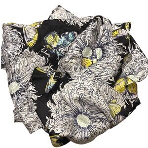 Echo Silk Scarf Butterfly Floral Print Black Yellow Blue Women's Accessory